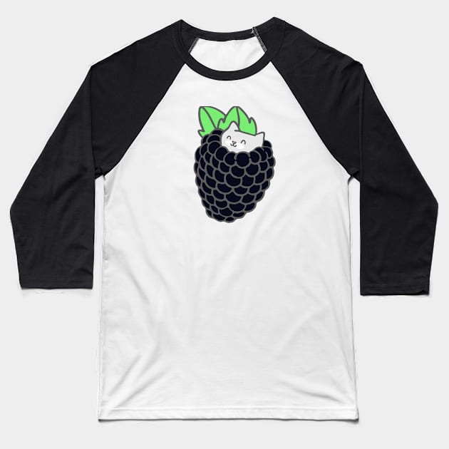 Blackberry Kitten Baseball T-Shirt by natelledrawsstuff